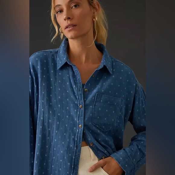 Pilcro Tops - Pilcro • Cotton Inigo Long Sleeve Button Up Oversized Blouse • Anthropologie